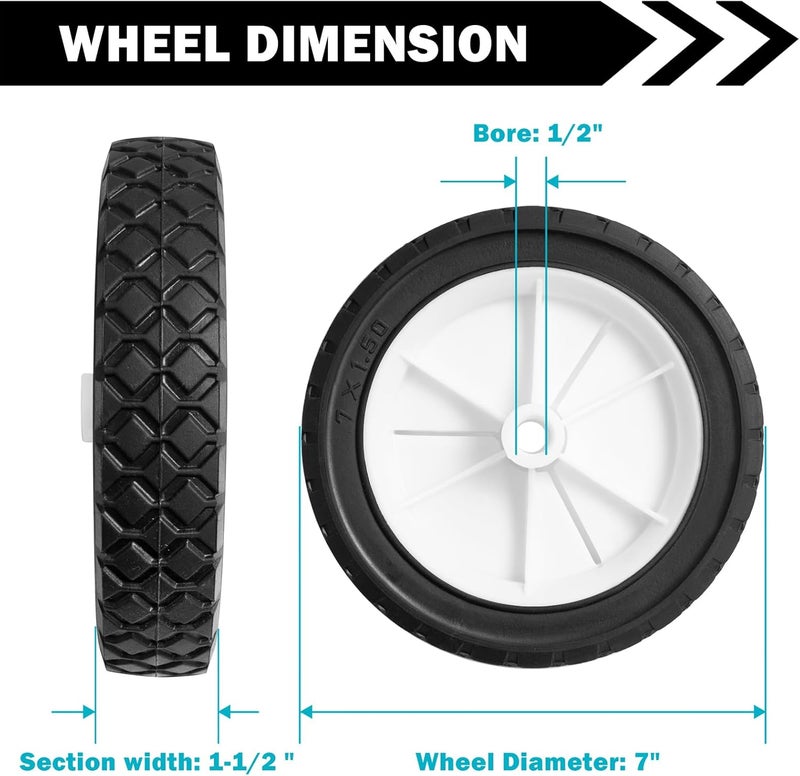 Sutmorly 9611 Replaces Hand Trucks Wheel Lawnmower Grill Wheel 9611 Oregon 72-107 7-inch Set of 2 - Image 2